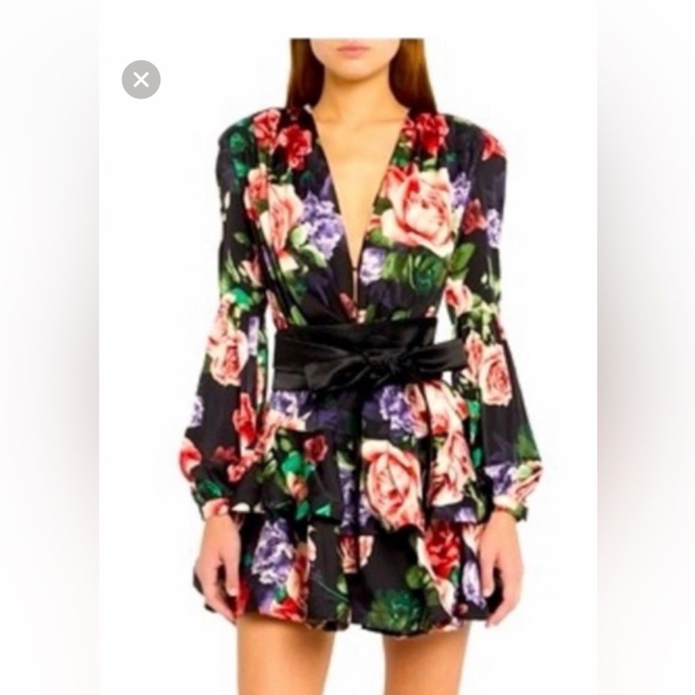 Bronx and Banco Black Floral Mini Dress